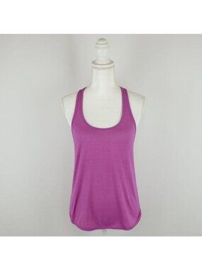 Lululemon 105 F Women's Size 4 Purple Striped Scalloped Trim Racerback Tank Top